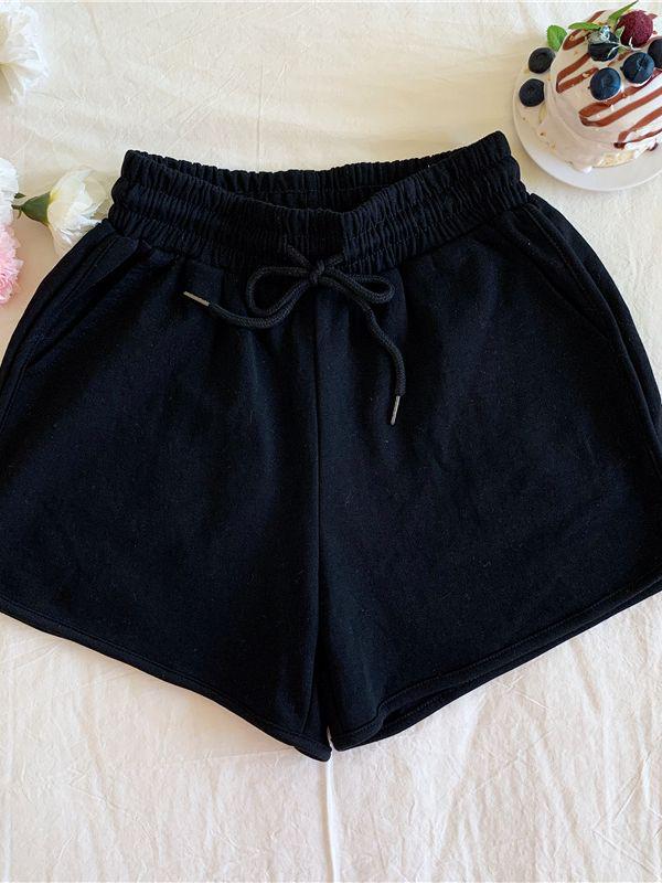 Женские летние свободные спортивные шорты с высокой талией - повседневная домашняя одежда с широкими штанинами в корейском стиле