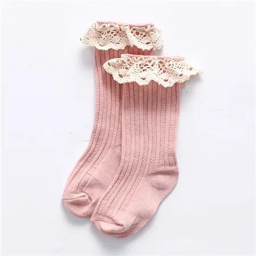 Носки для маленьких девочек, весенне-осенние полосатые кружевные детские длинные носки принцессы, повседневные спортивные носки для детей от 0 до 5 лет