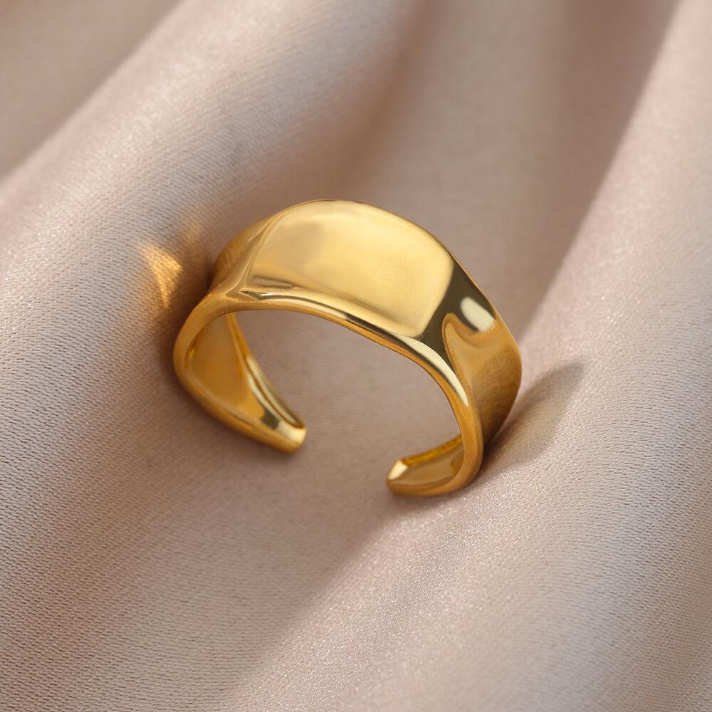 Opening Rings for Women Stainless Steel Gold Color Geometric Ring Fashion Simple Party Christmas Jewelry Gift