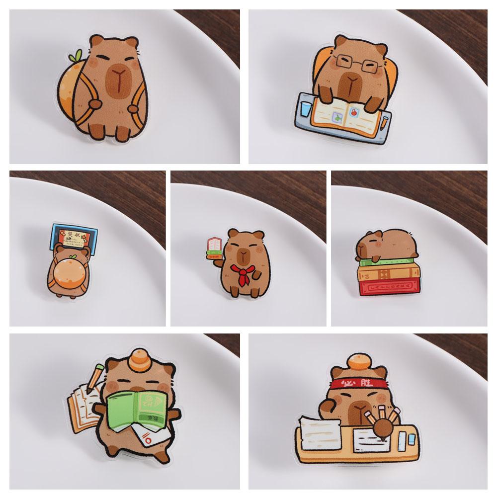 Симпатичная брошь-капибара для изучения, нагрудный значок-капибара, мультяшная акриловая булавка-капибара, украшение на рюкзак