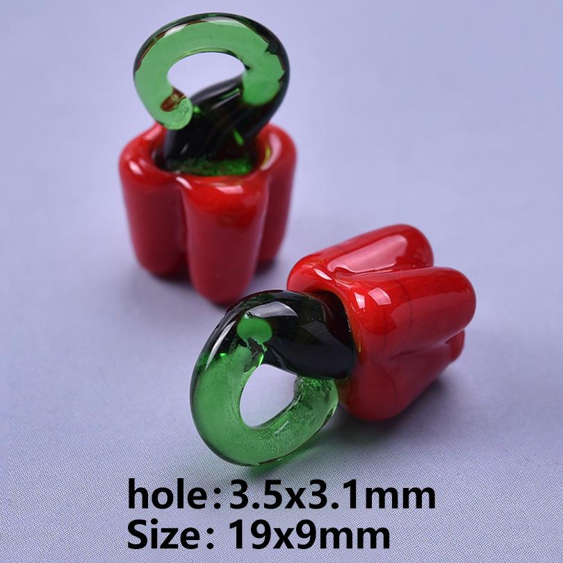 15 шт. Смешанные стеклянные подвески-перцы, вишневая капуста для изготовления украшений, брелок-подвеска Красное яблоко, материал для DIY-брелоков
