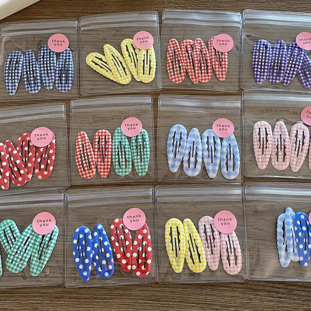 4 шт./пакет Милый Клетчатый Зажим-капля воды BB Колледж Стиль Молодые Студентки Женщины Девушки Зажим для секущихся волос Челка Заколка