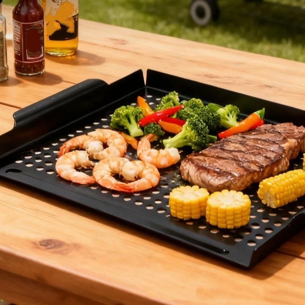 Heat Resistant Barbecue Grill Pan Non-Stick Coated Roasting Fish Plate Grill Basket Picnic