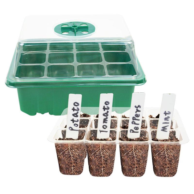 12Holes Portable Seedling Box Plastic Seed Germination Transparent Flowerpot Home Indoor Gardening Plant Cultivation Accessories