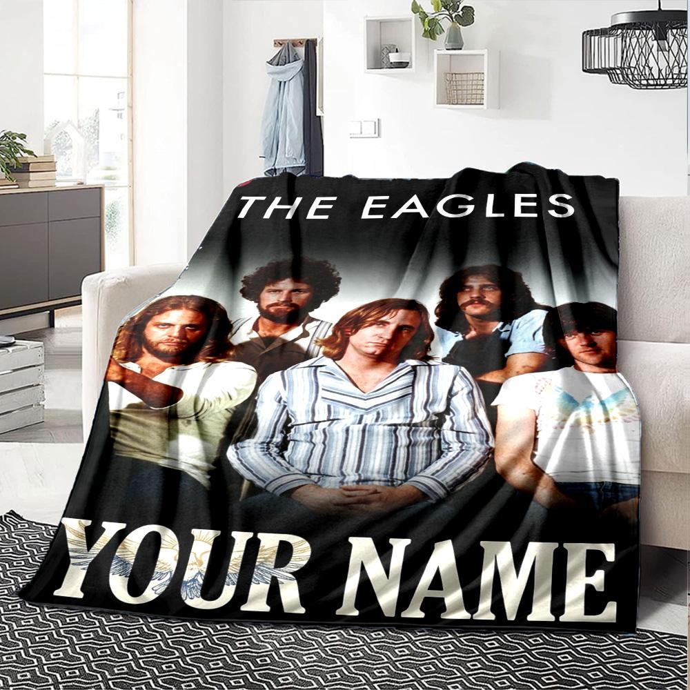 Name Custom The Eagles Band Print Flannel Blanket High Quality Warm Comfortable Cover for All Seasons Perfect for Gifts Home Decor