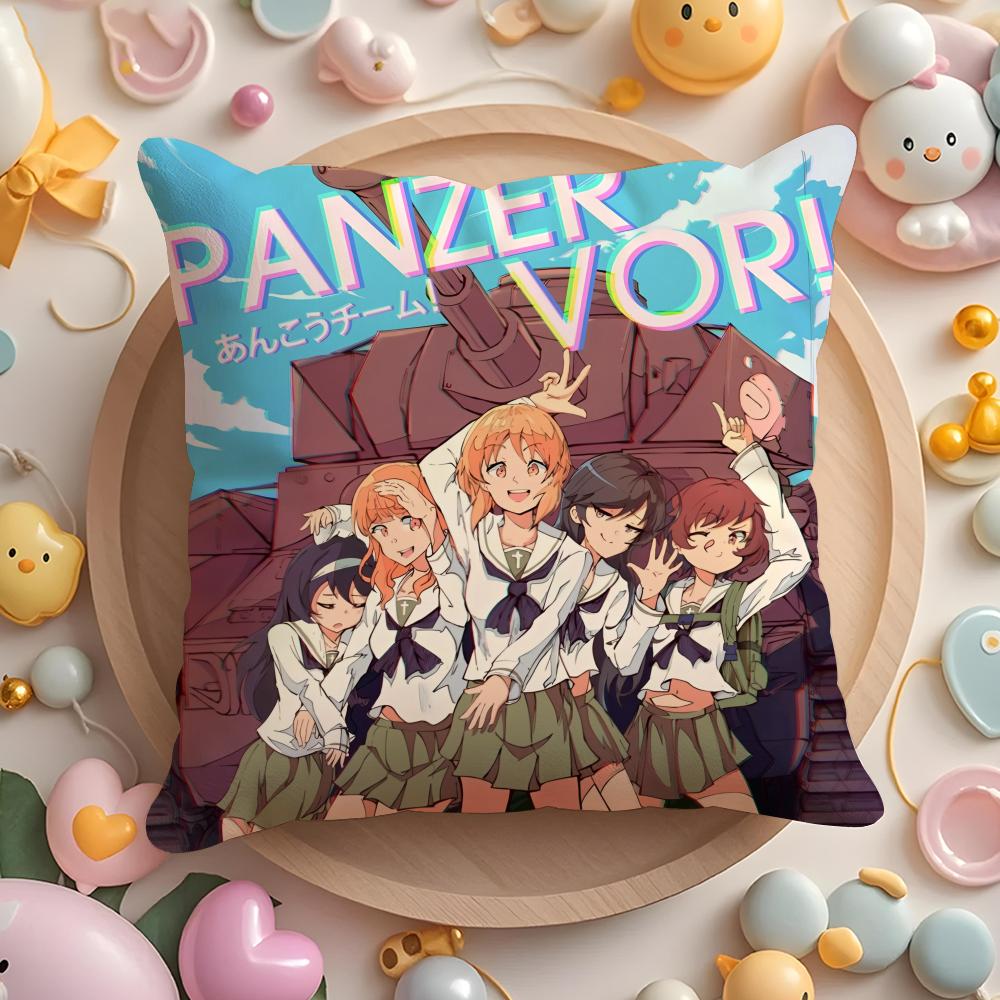 Девочки и P-Panzer Больше Любви Наволочка Плюшевая Ткань Мягкая Двусторонняя Печать Диван Теплый Зимний Домашний Подарок Наволочка