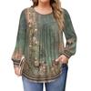 Womens Plus Size Tops Long Sleeve Shirts Round Neck Flowy Tunic Casual Loose Blouse L-5X