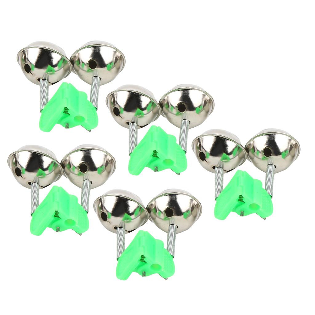 5Pcs Fishing Pole Fish Bite Lure Alarm Alert Twin Bell Ring Rod Tip Clip Fishing Bell