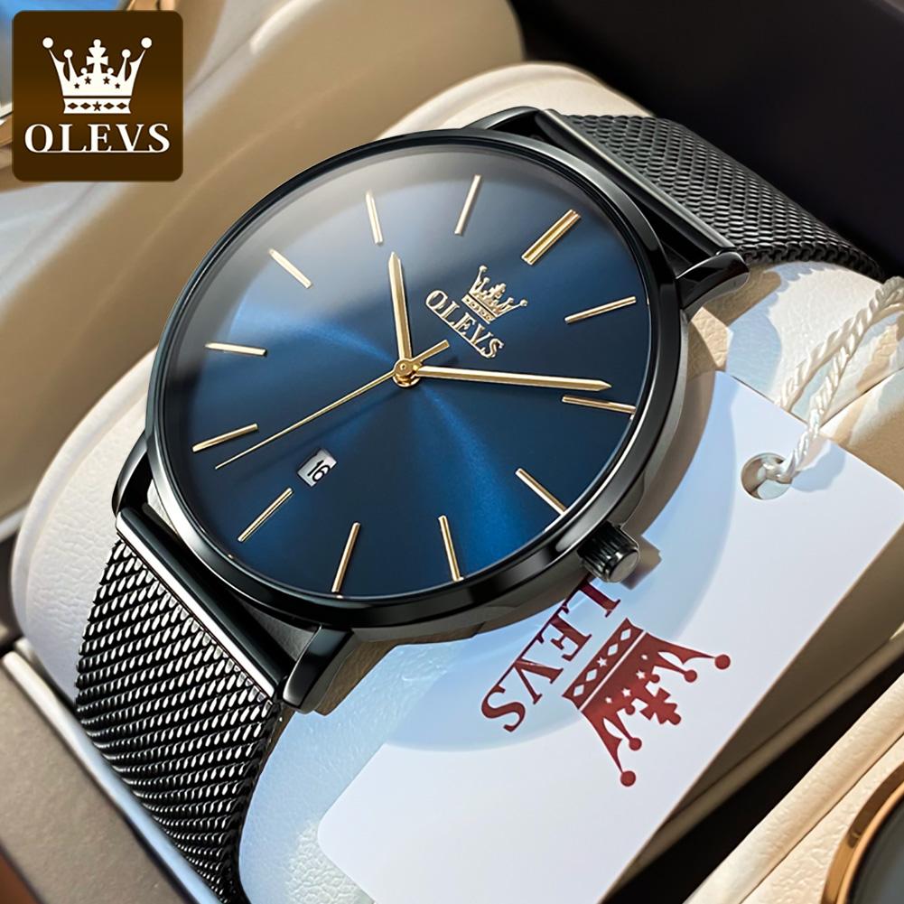 OLEVS 5869 Original Brand Fashion Men's Watch Simplicity Dial Trendy Quartz Watch Waterproof Date Milanese Mesh Belt Wristwatch