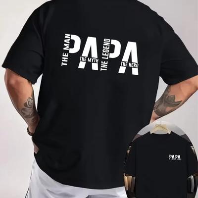 PAPA THE For Man THE MYTH THE LEGEND Motorcycle Double Sided Print T-Shirt Men's Summer Short Sleeve O-Neck Casual Tops