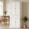 Kitchen Cabinet with 4 Doors, Drawer, and Adjustable Shelves for Kitchen, 80 x 39.5 x 186.4 cm White