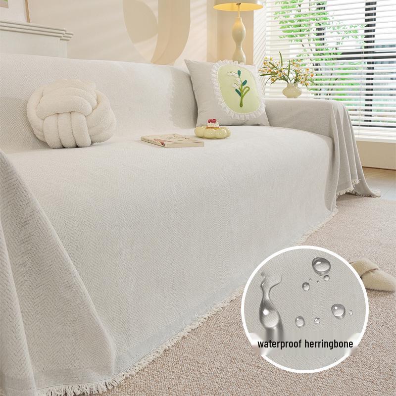 Современный минималистичный чехол на диван из шенилла в елочку, всесезонное нескользящее одеяло