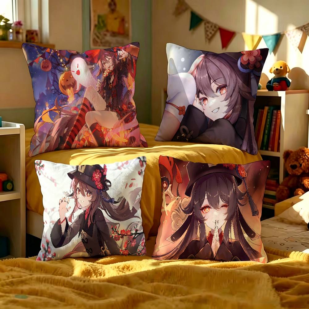 Anime Cute Hu Tao Pillow Anime Pillow Sofa Bed Head Pillow Cover Cushion Cover 45X45 Cm Fashion