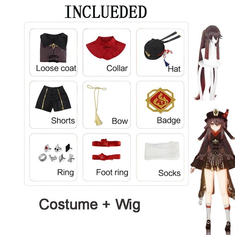 Hutao Косплей Игра Genshin Impact Косплей Костюм Ху Тао Китайский Стиль Униформа Парик Комплект Хэллоуин Костюм Одежда для Женщин