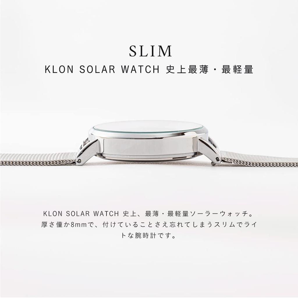 Klon Watch Solar Watch Replacement Strap Simple 38mm KLON SLIM SOLAR STYLE HIDE TIME 2ND 38mm Men's Women's -SILVER MESH-