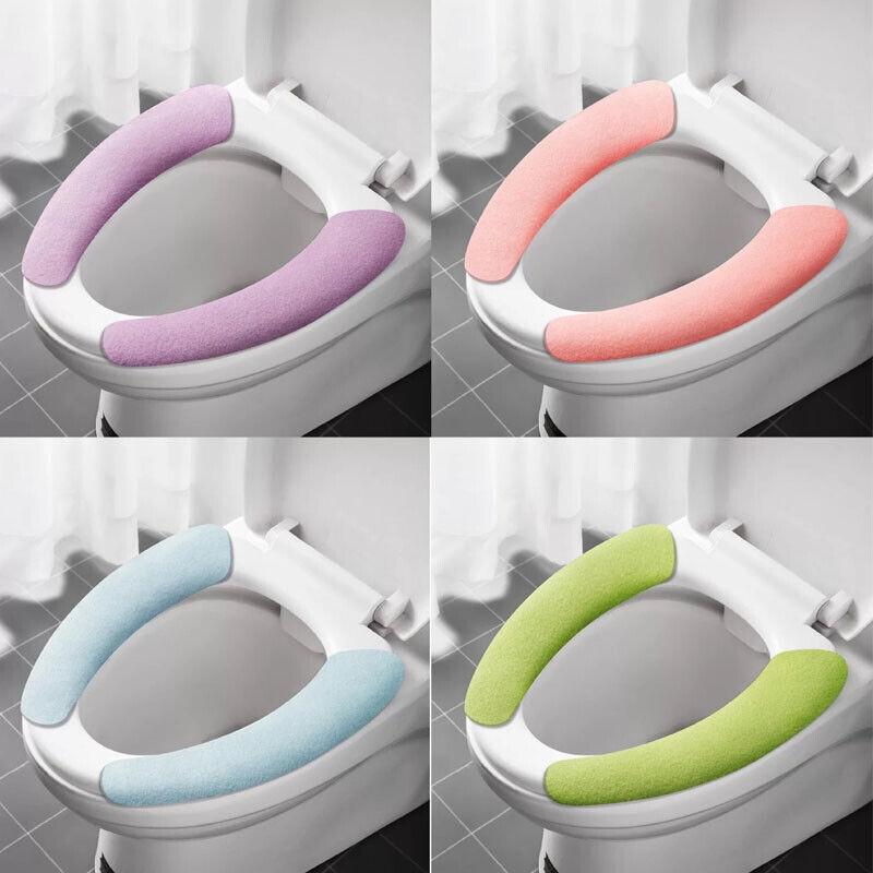 2 пары теплых чехлов на сиденье для ванной комнаты, подушка для унитаза, мягкая подушка, моющийся коврик для туалета