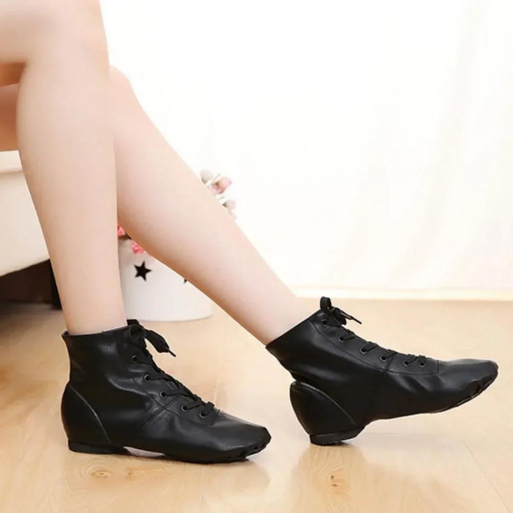 1 пара Взрослые детские джазовые танцевальные туфли Ботинки на шнуровке Женские джазовые кроссовки Танцевальная обувь Мягкие Легкие Джазовые ботинки балетки