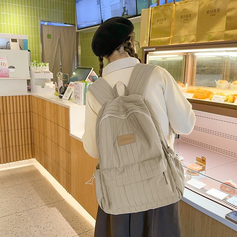 Однотонный школьный рюкзак для студента, женский рюкзак большой вместимости