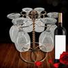 Wine Glass Rack with 6 Hooks Non-slip Stable Base Easy Cleaning Spiral Style Storage Iron Elegant Freestanding Stemware Holder Bar Supplies