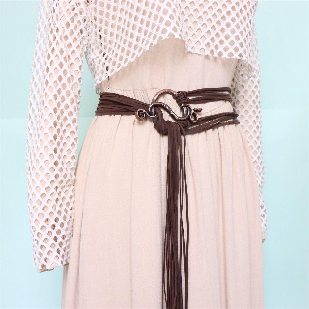 Decoration Tassel Long Rope Waistband PU Leather, Metal Viking Crossbody Chain  Cosplay