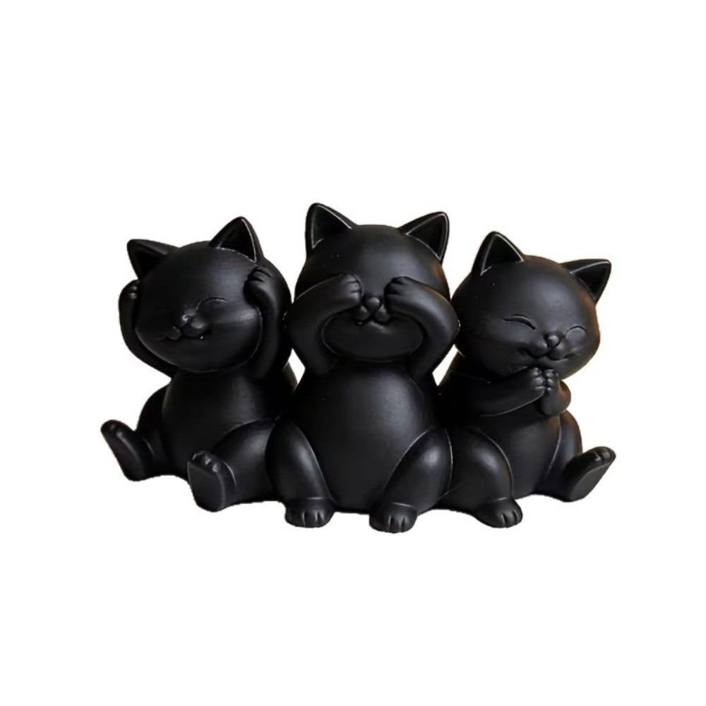 Simple Cartoon Desktop Cat Decorations 3D Printed Creative Three Cat Statues Funny Cat Ornament Gift