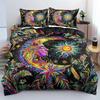 Boho Sun And Moon Duvet Cover Set Black White Floral Bedding Set Bohemian Exotic Comforter Covers Queen Bedroom Decor All Season