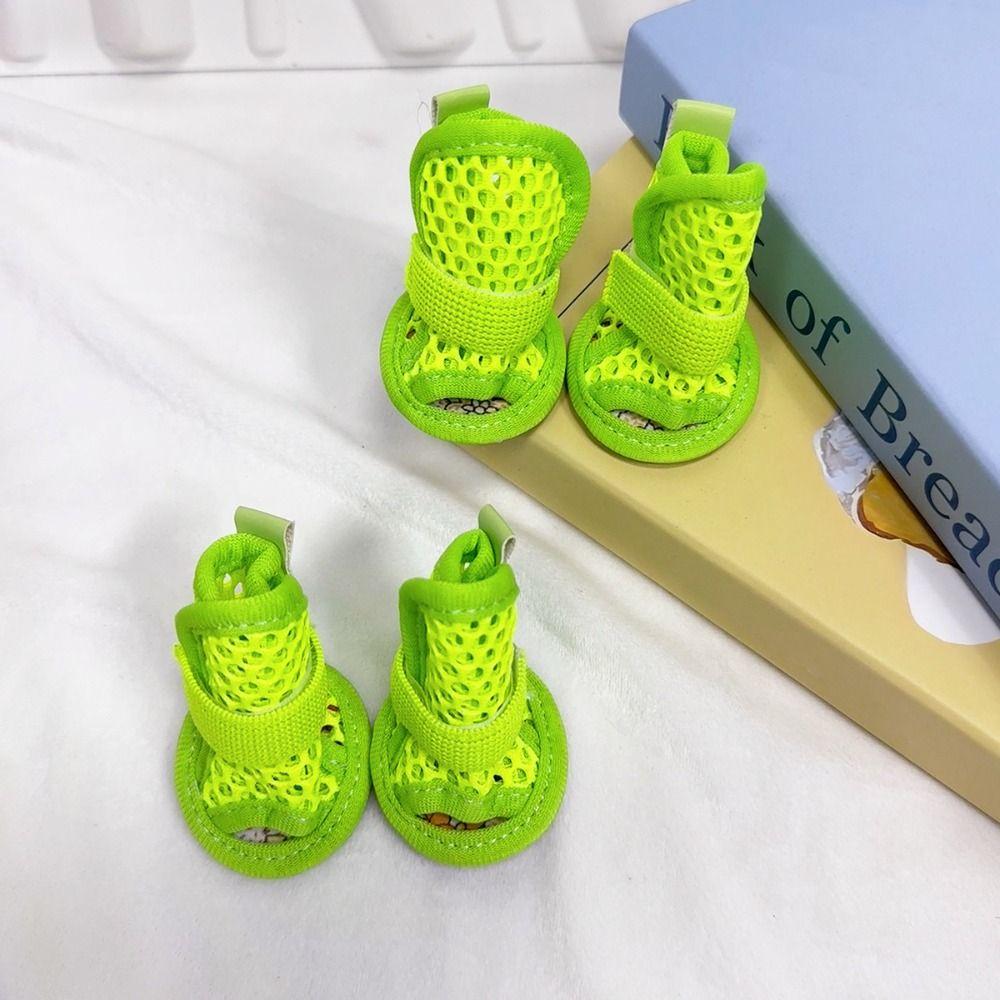 4Pcs/Set Soft Summer Dog Shoes Non-Slip Hollow Puppy Shoes Dog Paw Protector for Small Medium Dogs