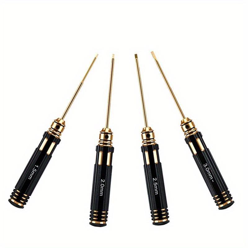 4 шт./компл. Титановое покрытие Набор из четырех предметов авиационных модельных отверток, Модели автомобилей, Авиамодели, Модели кораблей, Высокоскоростная сталь Внутренний шестигранник