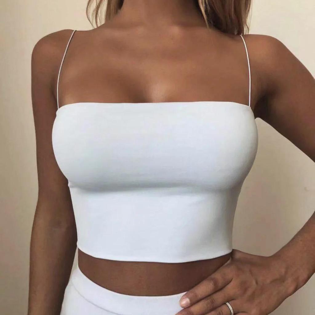 Summer Women's Crop Top Sexy Elastic Cotton Camis Sleeveless Short Tank Top Bar EMA