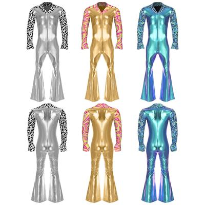 Наряд 70-х для мужчин Ретро Диско Костюм Хиппи Комбинезоны Музыкальная Звезда Певец Танцевальный Комбинезон Наряды