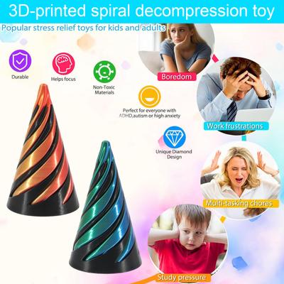 3D-печатная спиральная конусная игрушка, иллюзия вихревой нити, невозможная спиральная конусная проходная скульптура, снятие стресса для детей и взрослых, мини-спиральная конусная игрушка-фиджет