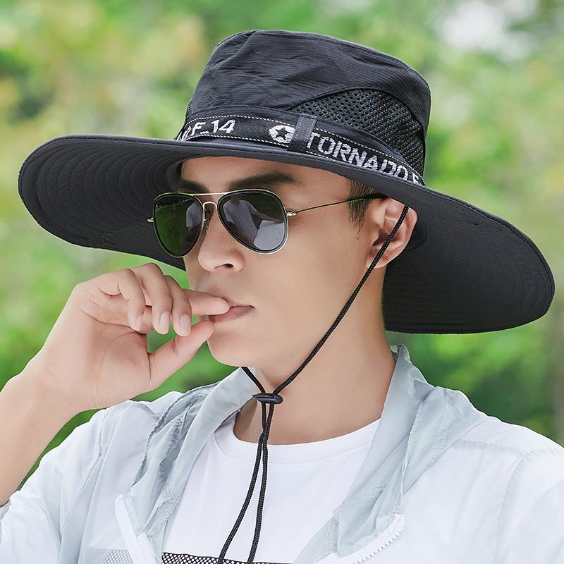 Men's Summer Outdoor Riding Fishing Leisure Benny Hat Mountaineering Sun Protection Breathable Large Eaves Fisherman's Cap