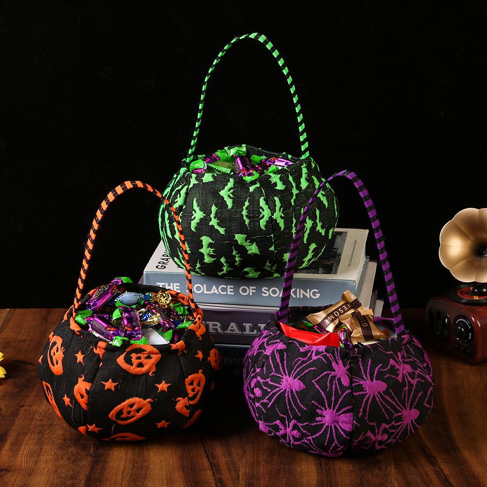 Pumpkin Candy Bucket Decorative Spider Goodie Bags Bat Candy Bag Multi-Functional Skull Head Candy Bucket For Table Decorations