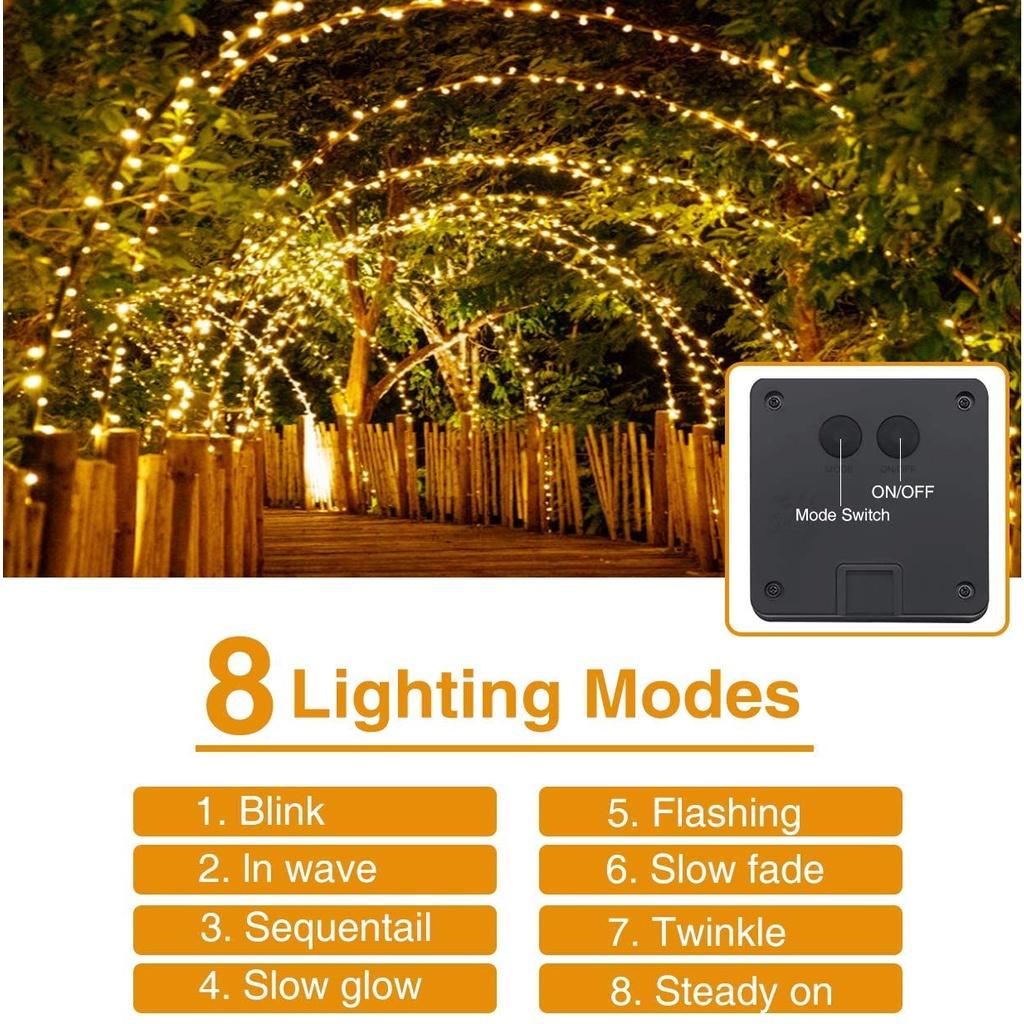 Outdoor Solar LED Copper Wire String Lights 8 Modes Waterproof Garden Patio Christmas Decoration Garland