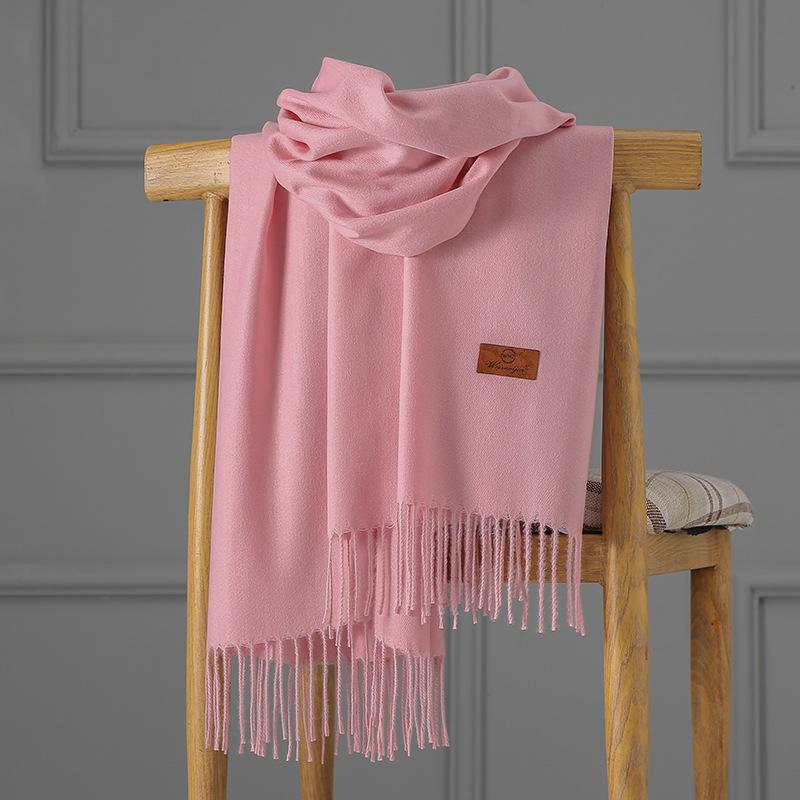 Cashmere Scarf Women's Autumn and Winter Solid Color Tassel Shawl Thickened Warm Scarf