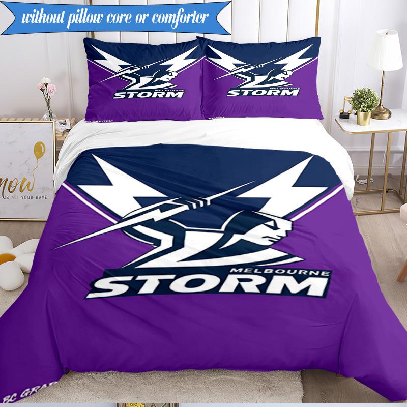 3PCS Melbourne Storm Team Bedding Set 2D Printing (Includes 1 Duvet Cover + 2 Pillowcases Coreless), Bedroom decor,Fan gift