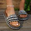 Босоножки на танкетке в стиле бохо-шик для женщин, удобные летние пляжные сандалии на веревке, открытые шлепанцы в римском стиле