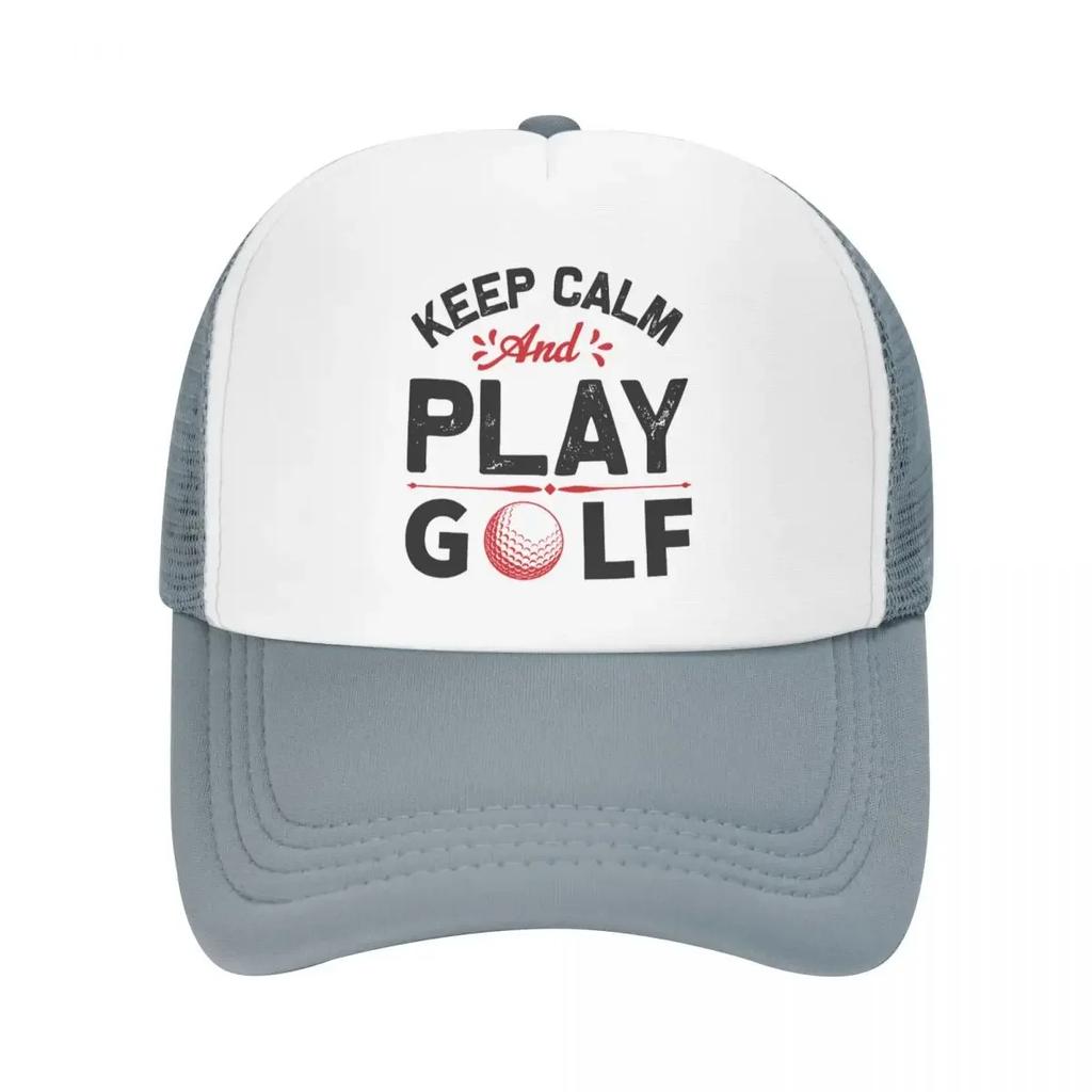 Custom Punk Keep Calm And Play Golf Baseball Cap for Unisex Women Breathable Trucker Hat Outdoor Snapback Dad Hat