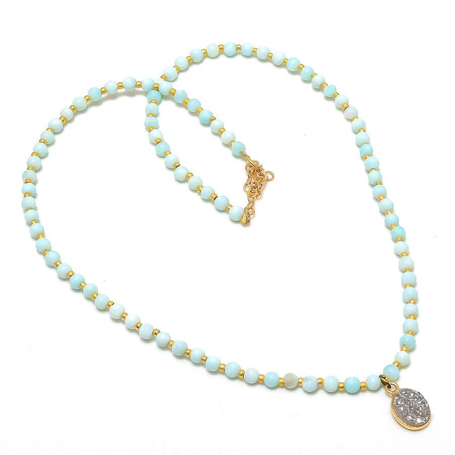 Titanium Druzy Gemstone 925 Sterling Silver Jewelry Necklace 20" KJ-994
