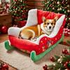 Christmas Decorations Sled Shaped Dog Bed Santa Pets Bed Festive Plush Cozy Cat Nest Christmas Themed Pet Doggy Sleeping Bed