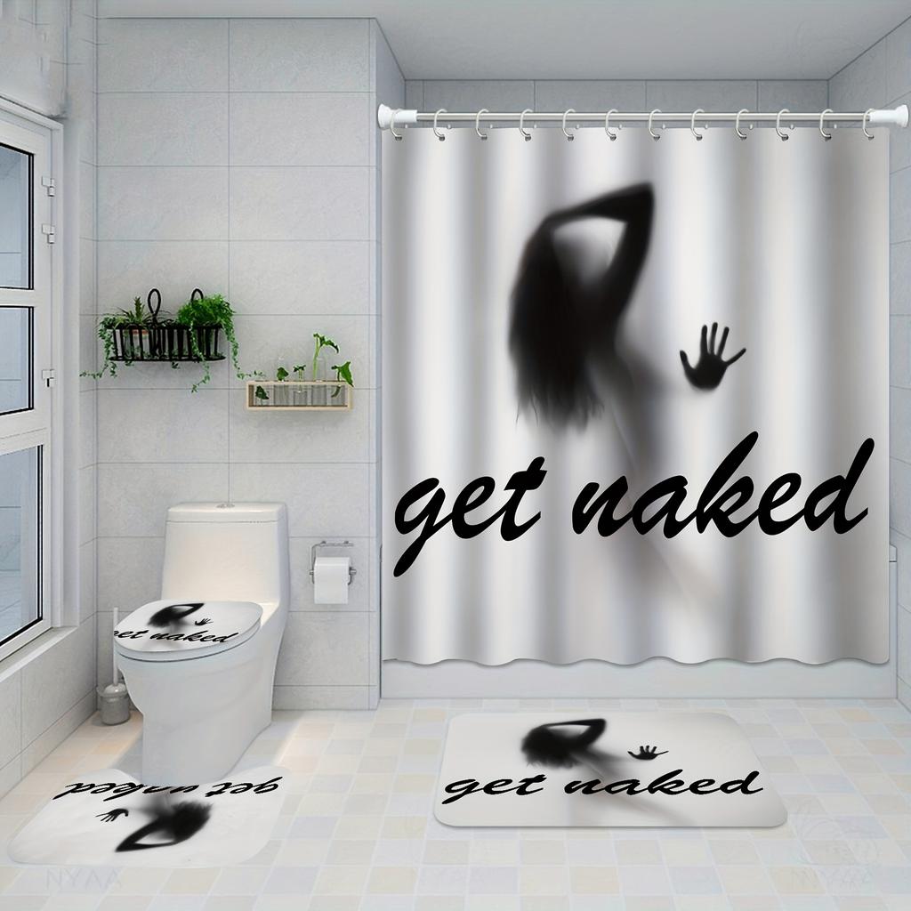 4 шт. наборы занавесок для душа с рисунком призрака, водонепроницаемые для ванной комнаты, нескользящие коврики для ванной комнаты, крышка для унитаза, коврик для ванной, набор для ванной комнаты