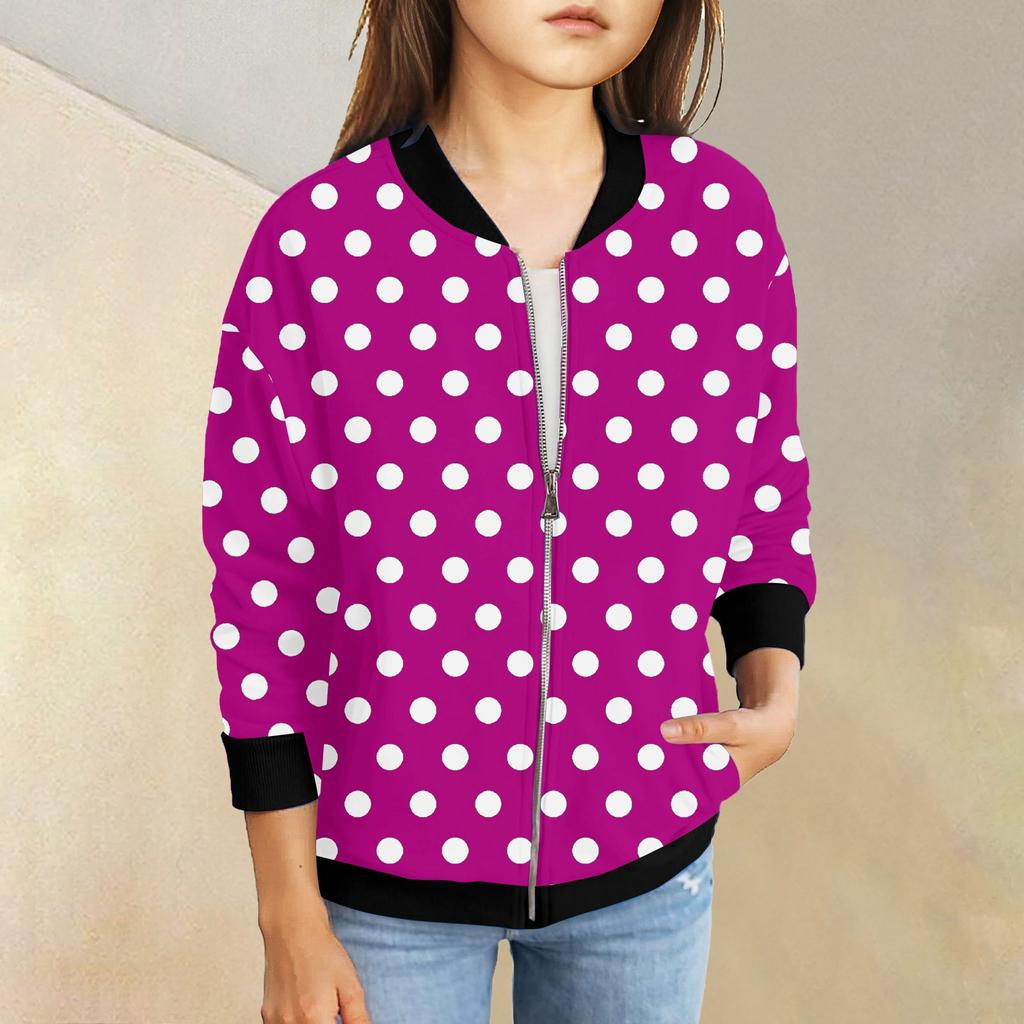 Куртки на молнии для девочек, детские осенние толстовки с длинными рукавами, верхняя одежда с карманами 5-15 лет