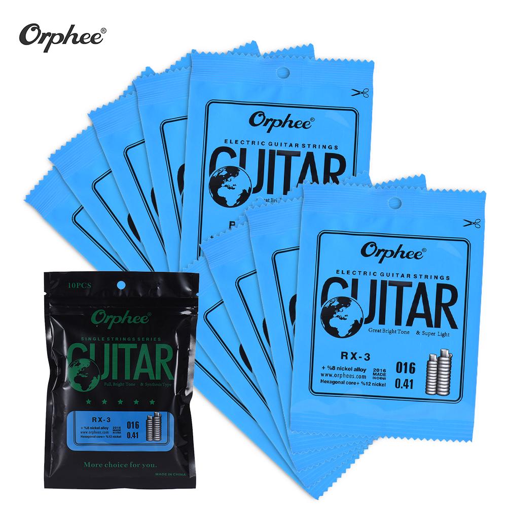 Orphee RX-1 Струна для электрогитары, 1-я струна E (.009) Набор из 10 струн Никелевый сплав Супер легкое натяжение 85 см