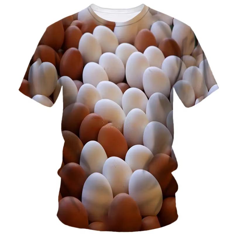 Funny Egg Pattern T-shirts 3D Printing Food Short Sleeve Round Neck Cool Design Men's T-shirts