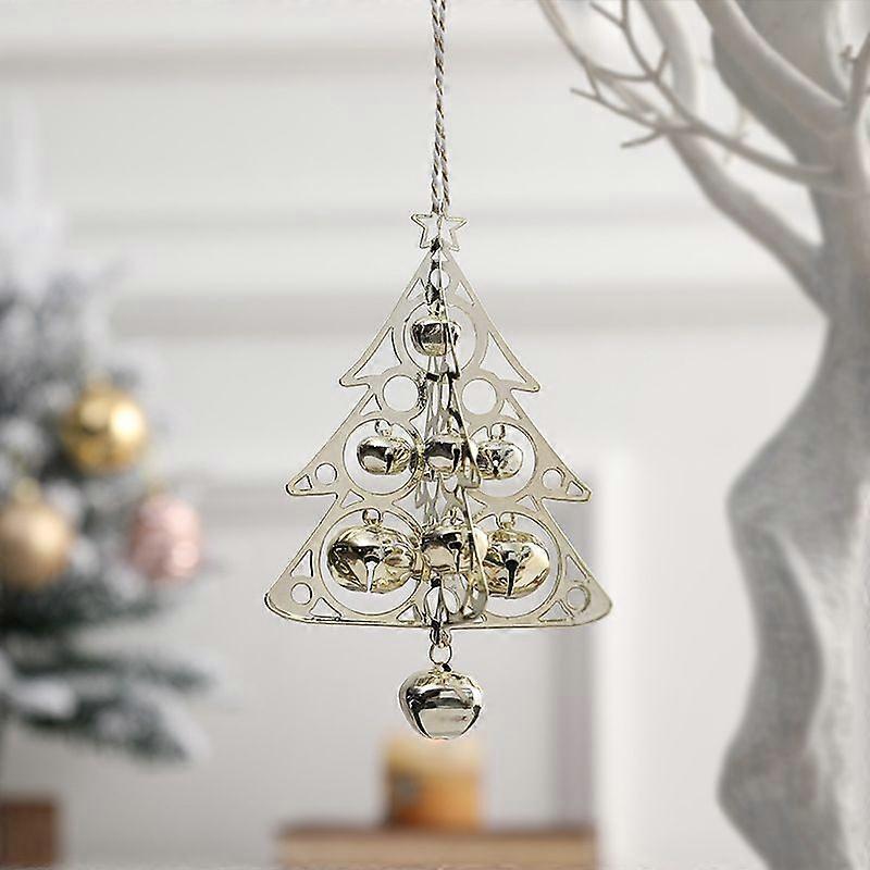 Golden Christmas tree wind chimes Nordic Christmas tree bell pendants shop decoration Christmas decorations store scene layout wind chime small