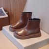 Children Fashion Boots Simple Style Girls Ankle Boot Causal Black Kids Short Leather Boots Side Zipper Autumn Winter 2024 New