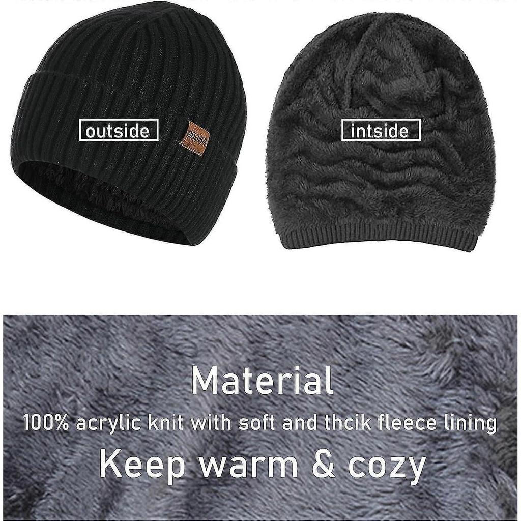 3 Pcs Winter Hat Scarf And Gloves Sets Men Or Women Unisex Warm Knitted Beanie Hat With Fleece Lined Long Neck Warmer Scarf And Touchscreen Gloves