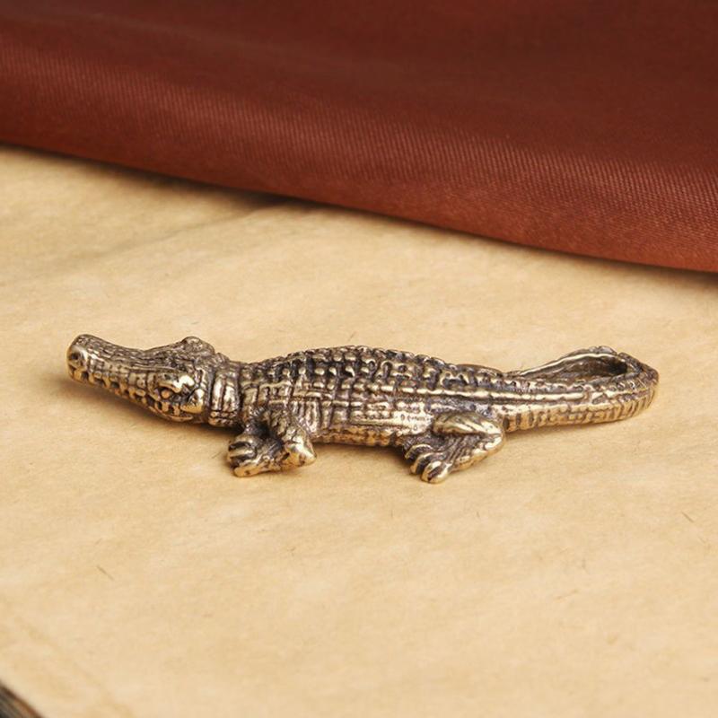 Антикварные бронзовые крокодиловые миниатюрные фигурки, винтажная латунная мини-статуэтка аллигатора, настольные украшения, домашний декор по фен-шуй