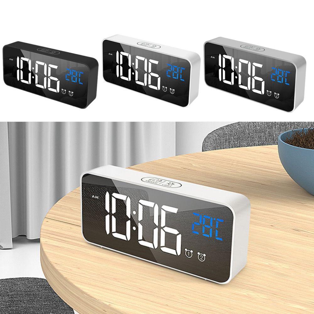 Voice Control Music Alarm Clock Mirror Desk Clock Ringtones LED Digital Clock Home Office