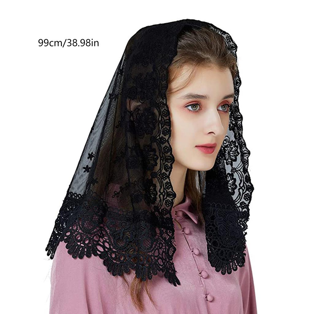 Ladies Lace Headscarf Wedding Party Floral Pattern Scarf Lightweight Lace Bandana for Hot Weather Sunproof Supplies